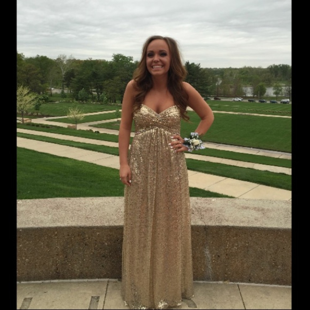 Strapless gold La Femme Dress! Perfect for Prom!